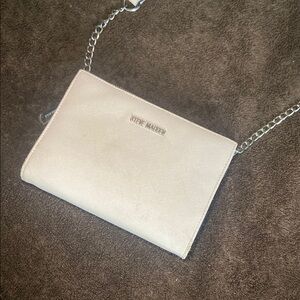 Steve Madden Cream and Silver Crossbody Bag with Chain Strap